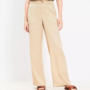NEW LOFT Petite Beige Wide-Leg Pants